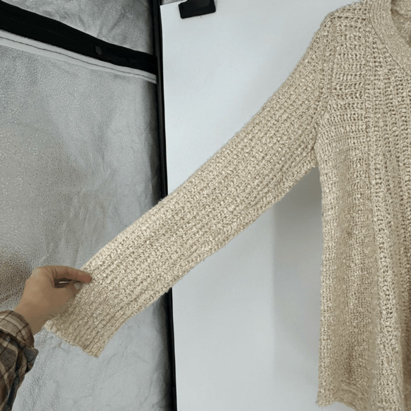 Anthropologie Moth Womens M Boucle Knit Oversized Sweater Cream Wool Boho - Picture 8 of 9